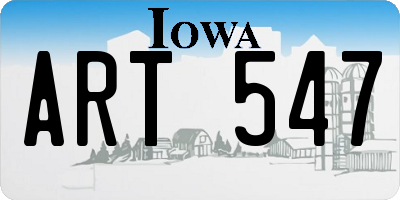 IA license plate ART547