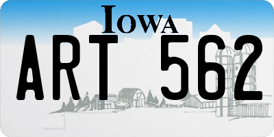 IA license plate ART562