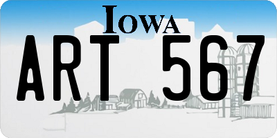 IA license plate ART567