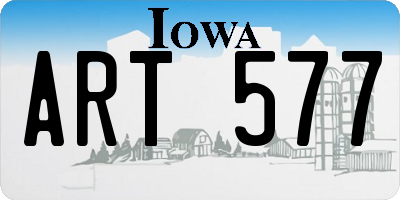 IA license plate ART577
