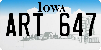 IA license plate ART647