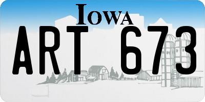 IA license plate ART673