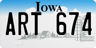 IA license plate ART674