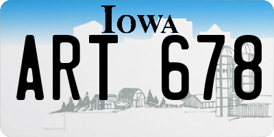 IA license plate ART678