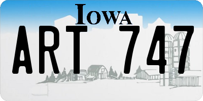 IA license plate ART747