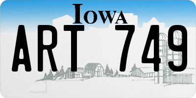 IA license plate ART749