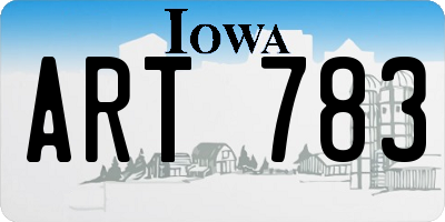 IA license plate ART783