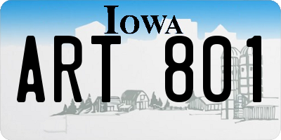 IA license plate ART801
