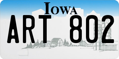 IA license plate ART802