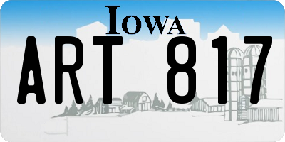 IA license plate ART817