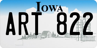 IA license plate ART822