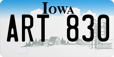 IA license plate ART830