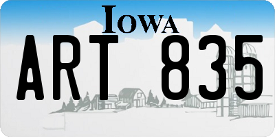 IA license plate ART835