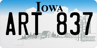 IA license plate ART837