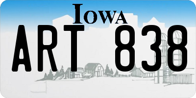 IA license plate ART838