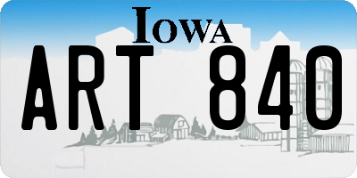 IA license plate ART840