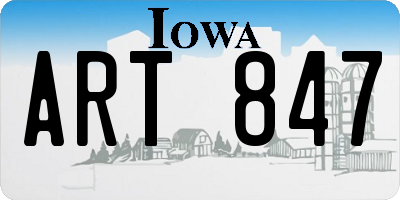 IA license plate ART847