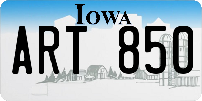 IA license plate ART850