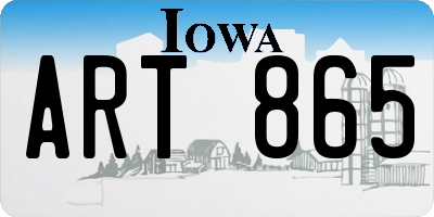 IA license plate ART865