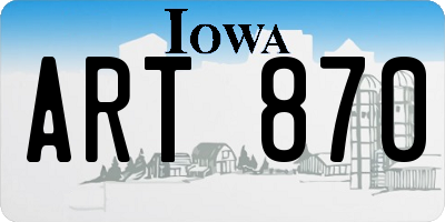 IA license plate ART870