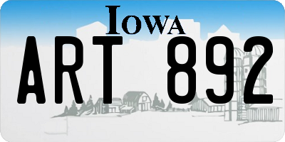 IA license plate ART892