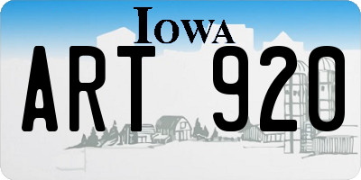 IA license plate ART920
