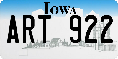 IA license plate ART922