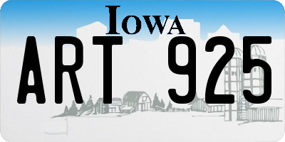 IA license plate ART925
