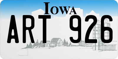 IA license plate ART926