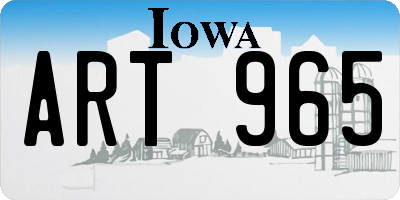 IA license plate ART965