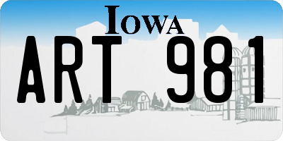 IA license plate ART981
