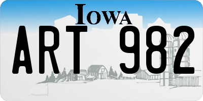 IA license plate ART982