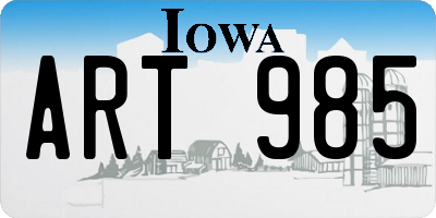 IA license plate ART985