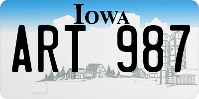 IA license plate ART987