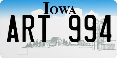 IA license plate ART994