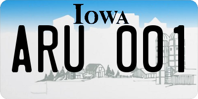 IA license plate ARU001