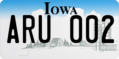 IA license plate ARU002