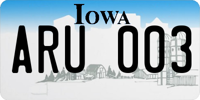 IA license plate ARU003