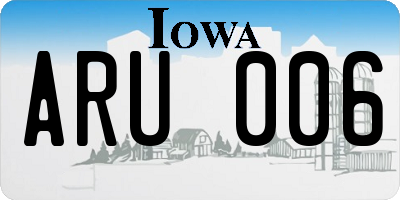 IA license plate ARU006