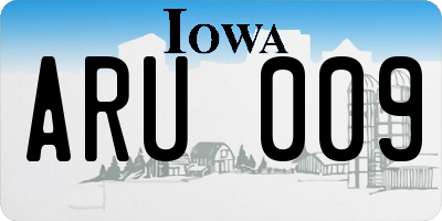 IA license plate ARU009