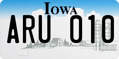 IA license plate ARU010