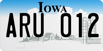 IA license plate ARU012