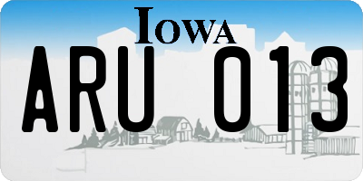 IA license plate ARU013