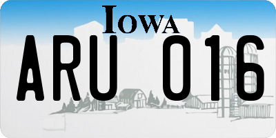 IA license plate ARU016