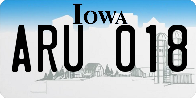 IA license plate ARU018