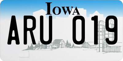 IA license plate ARU019