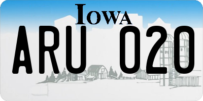 IA license plate ARU020