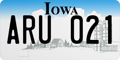 IA license plate ARU021