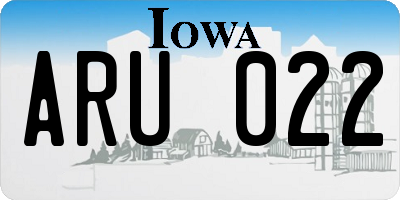 IA license plate ARU022