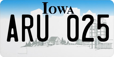 IA license plate ARU025